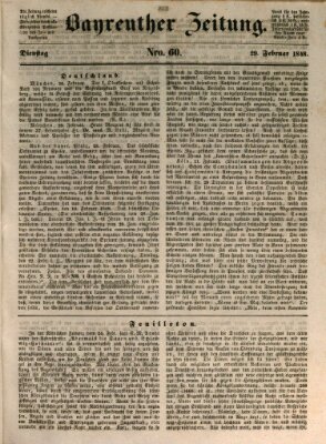 Bayreuther Zeitung Dienstag 29. Februar 1848