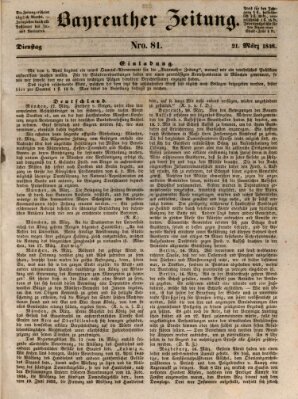 Bayreuther Zeitung Dienstag 21. März 1848