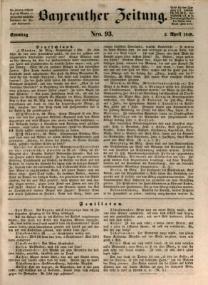 Bayreuther Zeitung Sonntag 2. April 1848