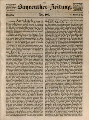 Bayreuther Zeitung Sonntag 9. April 1848