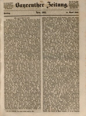 Bayreuther Zeitung Freitag 14. April 1848