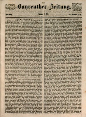 Bayreuther Zeitung Freitag 21. April 1848