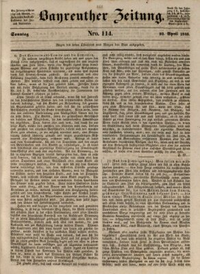 Bayreuther Zeitung Sonntag 23. April 1848