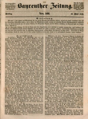 Bayreuther Zeitung Freitag 16. Juni 1848