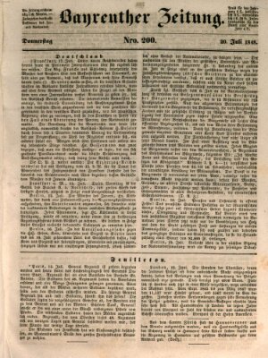 Bayreuther Zeitung Donnerstag 20. Juli 1848