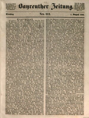 Bayreuther Zeitung Dienstag 1. August 1848