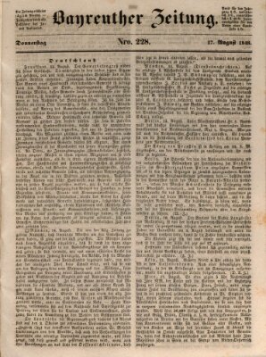 Bayreuther Zeitung Donnerstag 17. August 1848