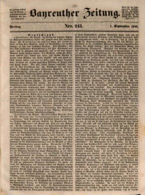 Bayreuther Zeitung Freitag 1. September 1848