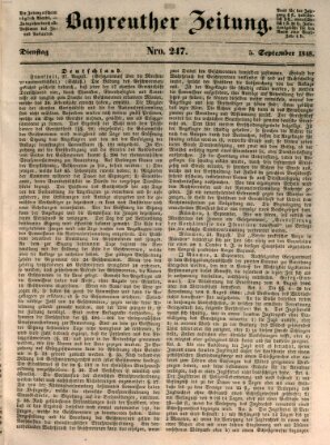 Bayreuther Zeitung Dienstag 5. September 1848