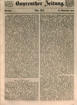 Bayreuther Zeitung Dienstag 12. September 1848