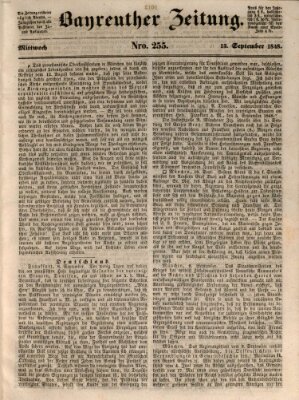 Bayreuther Zeitung Mittwoch 13. September 1848