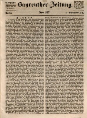 Bayreuther Zeitung Freitag 15. September 1848