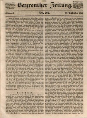 Bayreuther Zeitung Mittwoch 20. September 1848