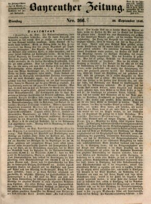 Bayreuther Zeitung Dienstag 26. September 1848