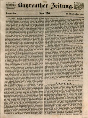 Bayreuther Zeitung Donnerstag 28. September 1848