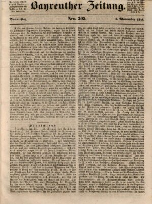 Bayreuther Zeitung Donnerstag 2. November 1848