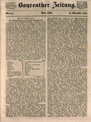 Bayreuther Zeitung Montag 13. November 1848