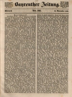 Bayreuther Zeitung Mittwoch 22. November 1848