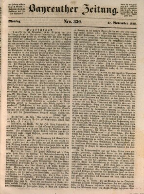 Bayreuther Zeitung Montag 27. November 1848