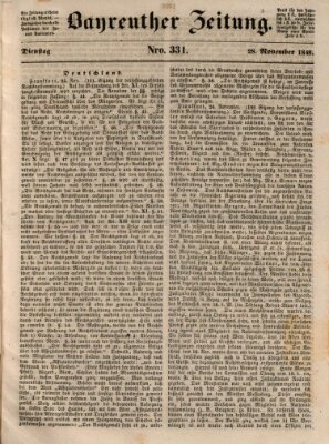 Bayreuther Zeitung Dienstag 28. November 1848