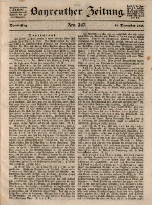 Bayreuther Zeitung Donnerstag 14. Dezember 1848