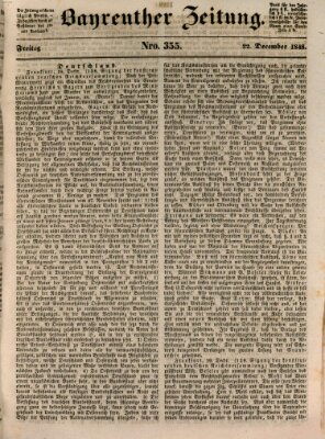 Bayreuther Zeitung Freitag 22. Dezember 1848