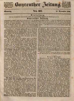 Bayreuther Zeitung Sonntag 31. Dezember 1848