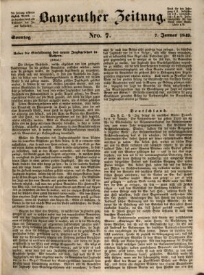 Bayreuther Zeitung Sonntag 7. Januar 1849