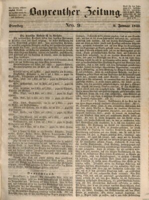 Bayreuther Zeitung Dienstag 9. Januar 1849