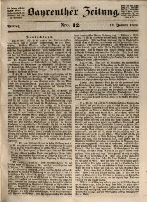 Bayreuther Zeitung Freitag 12. Januar 1849