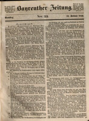 Bayreuther Zeitung Samstag 13. Januar 1849