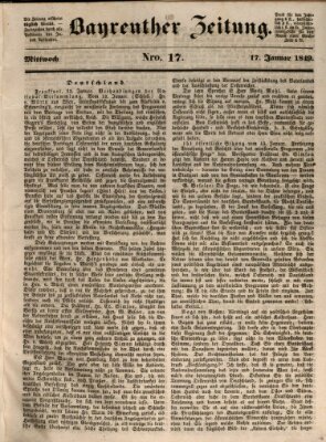 Bayreuther Zeitung Mittwoch 17. Januar 1849