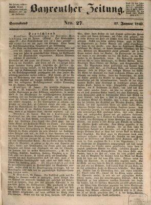 Bayreuther Zeitung Samstag 27. Januar 1849