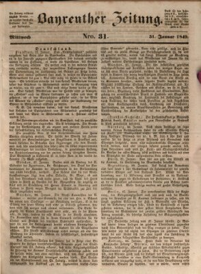 Bayreuther Zeitung Mittwoch 31. Januar 1849