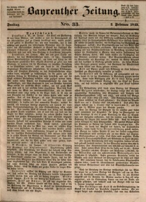 Bayreuther Zeitung Freitag 2. Februar 1849