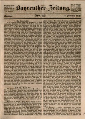 Bayreuther Zeitung Sonntag 4. Februar 1849