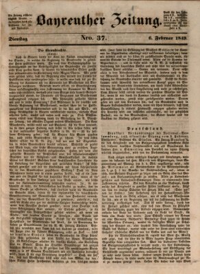 Bayreuther Zeitung Dienstag 6. Februar 1849