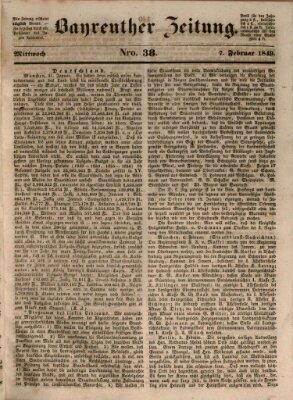 Bayreuther Zeitung Mittwoch 7. Februar 1849