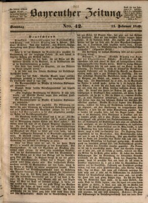 Bayreuther Zeitung Sonntag 11. Februar 1849