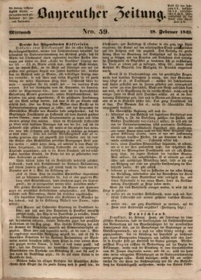 Bayreuther Zeitung Mittwoch 28. Februar 1849