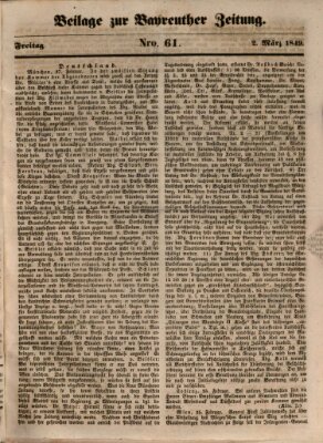 Bayreuther Zeitung Freitag 2. März 1849