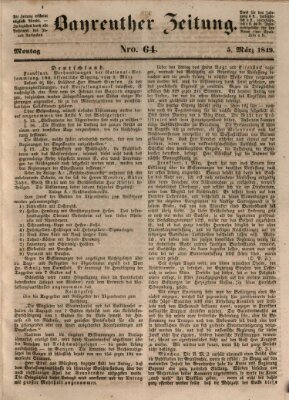 Bayreuther Zeitung Montag 5. März 1849