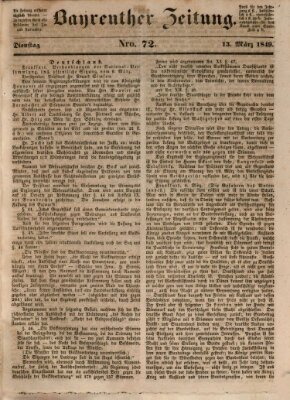 Bayreuther Zeitung Dienstag 13. März 1849