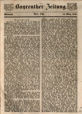 Bayreuther Zeitung Mittwoch 14. März 1849