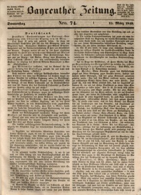 Bayreuther Zeitung Donnerstag 15. März 1849