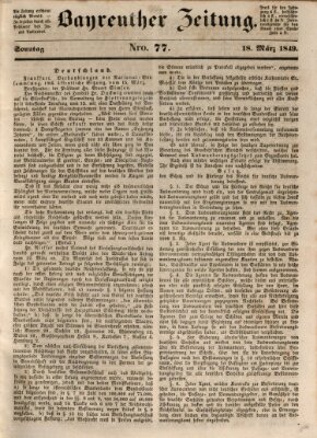 Bayreuther Zeitung Sonntag 18. März 1849