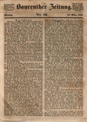 Bayreuther Zeitung Montag 19. März 1849