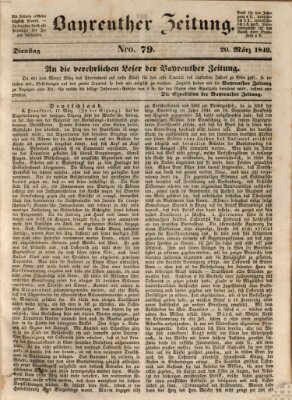 Bayreuther Zeitung Dienstag 20. März 1849