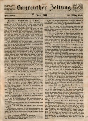 Bayreuther Zeitung Samstag 31. März 1849