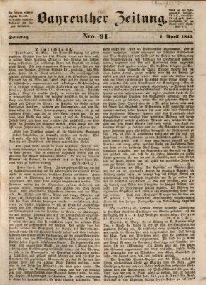 Bayreuther Zeitung Sonntag 1. April 1849